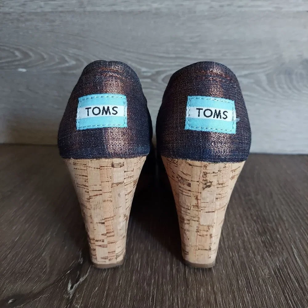 Toms Calypso Peep Toe Copper Wedges